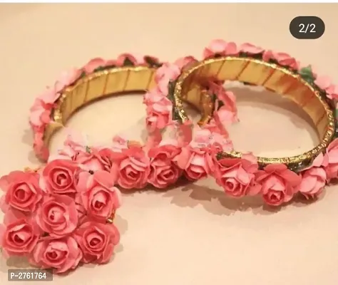 Beautiful Floral Fabric Jewellery Hathphool Bangles-thumb0