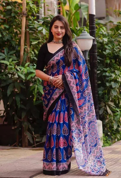 Attractive Jute Silk Saree with Blouse piece 