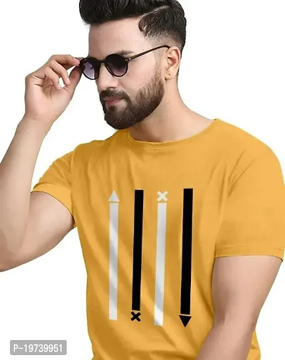 Stylish Yellow Cotton Printed Tees For Men