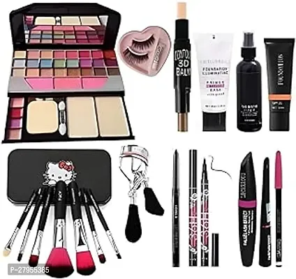 Urban SS Makeup Kit with 7 Black Makeup Brush, Fixer, Primer, Contour, Foundation, Eyelash Curler with Eyelashes, Glue,Kajal,36H and 3in1 Combo - (Pack of 19)-thumb0
