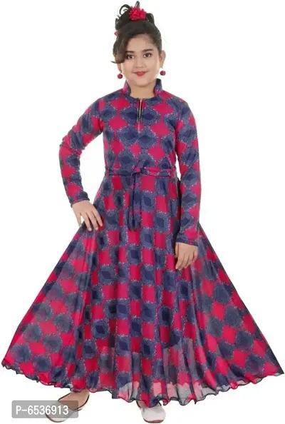 Girls Multicolor Full Sleeves Gown-thumb0