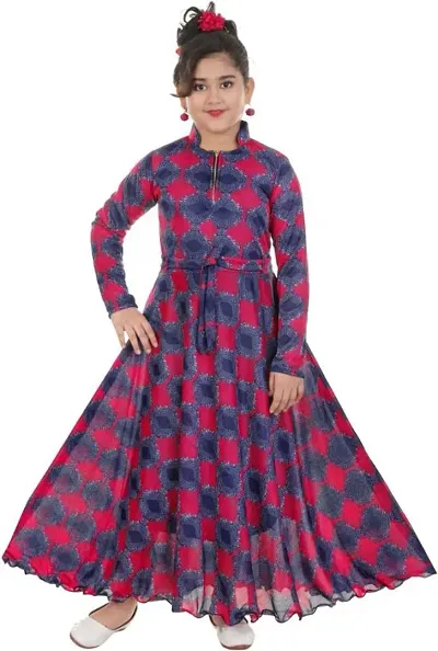 Girls Multicolor Full Sleeves Gown