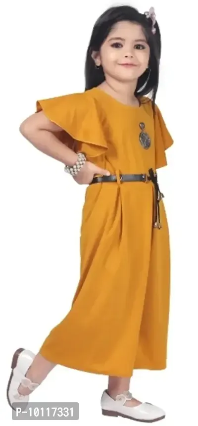 GIRLS MUSTARD SOLID CASUAL WEAR JUMPSUIT-thumb0