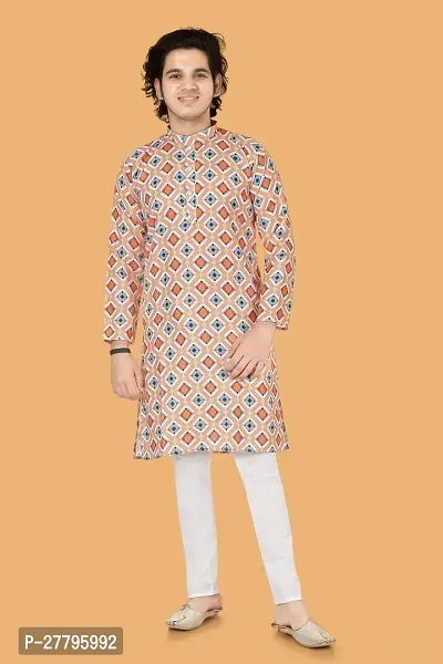 Classic  Cotton Blend Printed Kurta Bottom set for Kids Boy