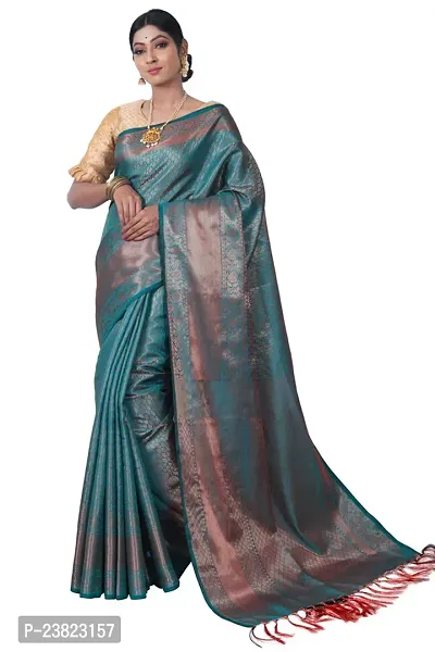 Stylish Banarasi Silk Saree With Blouse Piece For Women-thumb0