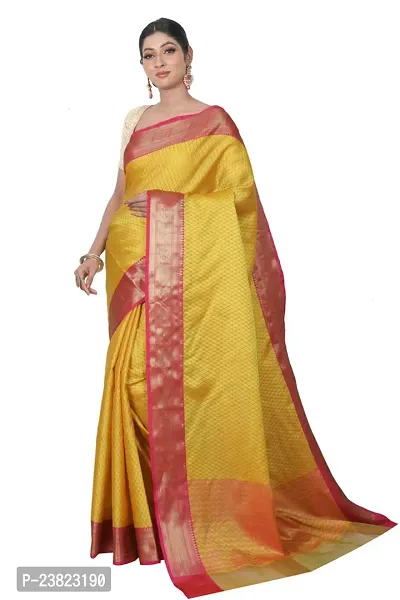 Stylish Banarasi Silk Saree With Blouse Piece For Women-thumb0