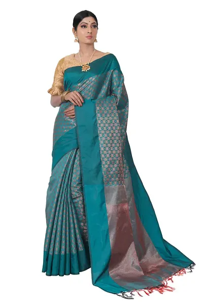 Stylish Banarasi Silk Saree With Blouse Piece For Women