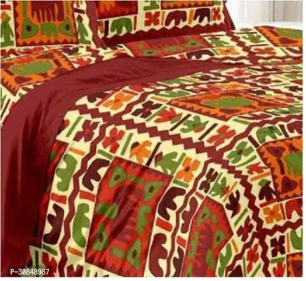 Comfortable Cotton Printed Double Bedsheet with Two Pillow Covers-thumb2