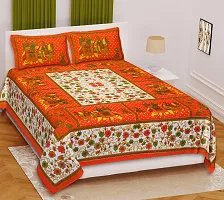 Comfortable Multicoloured Cotton Printed Double 1 Bedsheet + 2 Pillowcovers-thumb2