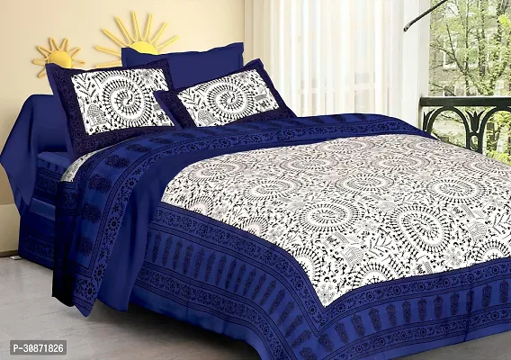 Comfortable Cotton Printed Double Bedsheet with 2 Pillow Covers