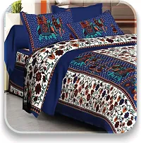 Comfortable Cotton Printed Double Bedsheet with Two Pillow Covers-thumb1