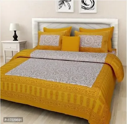 Style Comfortable Cotton Printed Double Bedsheet with Pillow Covers-thumb0