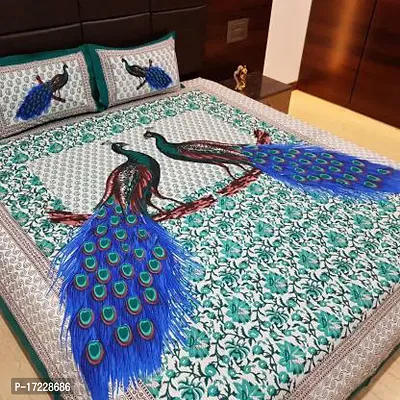 Style Comfortable Cotton Printed Double Bedsheet with Pillow Covers-thumb0