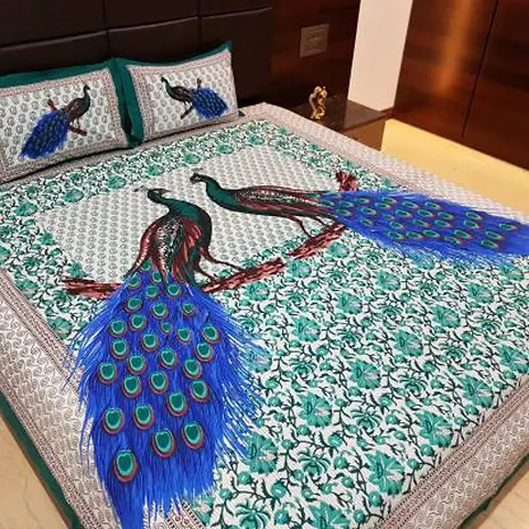 Printed Cotton Double Bedsheet with 2 Pillow Cover