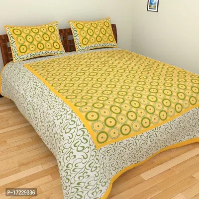 Style Comfortable Cotton Printed Double Bedsheet with Pillow Covers-thumb0