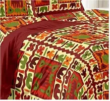 Comfortable Multicoloured Cotton Printed Double 1 Bedsheet + 2 Pillowcovers-thumb1