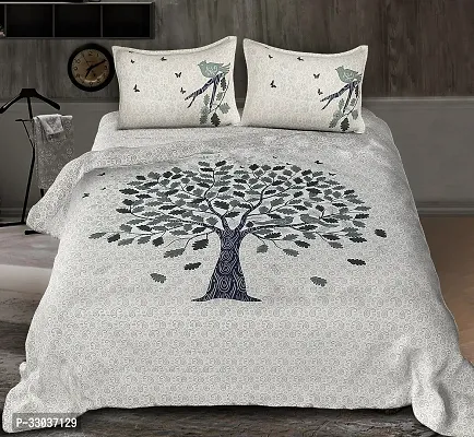 Comfortable Cotton Printed Double Bedsheet with Pillow Covers-thumb0