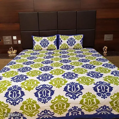 Comfortable Cotton Printed Double Bedsheet With 2 Pillow Covers