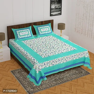 Style Comfortable Cotton Printed Double Bedsheet with Pillow Covers