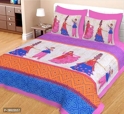 Comfortable Cotton Printed Double Bedsheet with Two Pillow Covers