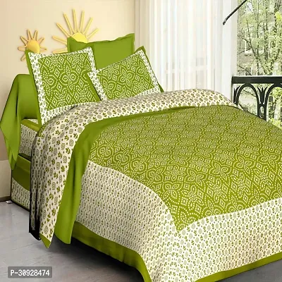 Comfortable Cotton Printed Double Bedsheet with Two Pillow Covers-thumb0