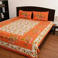 Comfortable Multicoloured Cotton Printed Double 1 Bedsheet + 2 Pillowcovers-thumb3