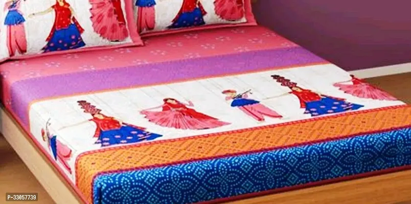 Comfortable Cotton Printed Double Bedsheet with Pillow Covers-thumb2