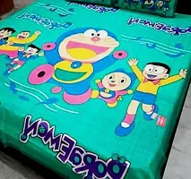 Comfortable Green Cotton Printed Double 1 Bedsheet + 2 Pillowcovers-thumb1