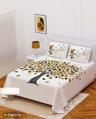 Comfortable Cotton Printed Double Bedsheet With 2 Pillow Covers