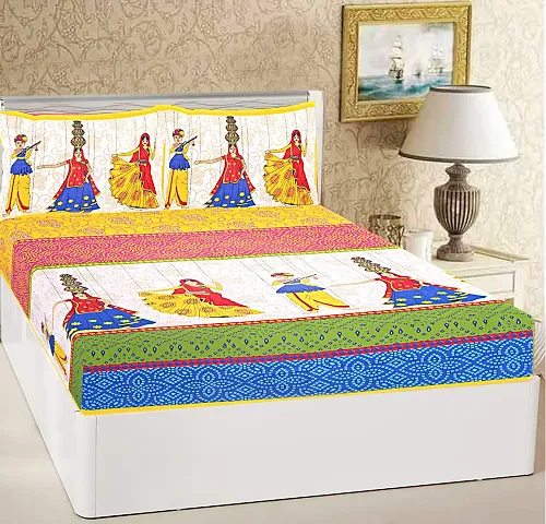 Beautiful Cotton Queen Size Printed Bedsheets