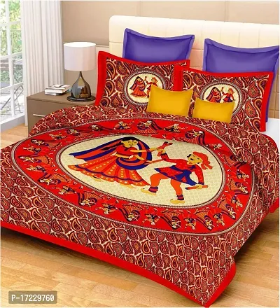 Stylish Cotton Printed Double Bedsheet with Pillow Covers