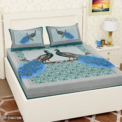 Comfortable Cotton Printed Double Bedsheet With 2 Pillow Covers