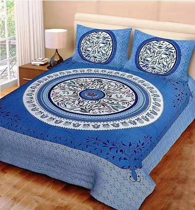 Printed Cotton Double Bedsheet with 2 Pillow Cover