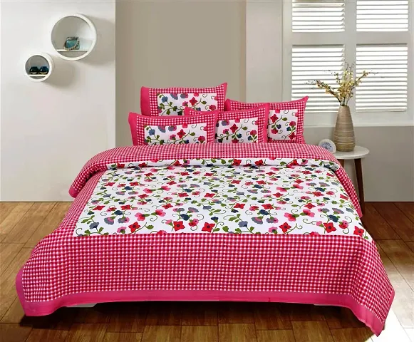 Printed Cotton Double Bedsheet with 2 Pillow Cover