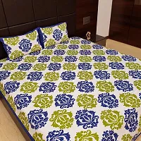 Comfortable Multicoloured Cotton Printed Double 1 Bedsheet + 2 Pillowcovers-thumb1