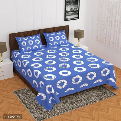 Style Comfortable Cotton Printed Double Bedsheet with Pillow Covers-thumb0