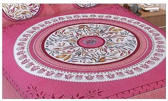 Comfortable Pink Cotton Printed Double 1 Bedsheet + 2 Pillowcovers-thumb1