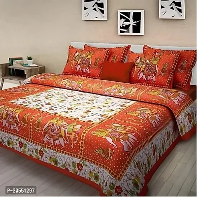 Comfortable Cotton Printed Double Bedsheet With Pillow Covers