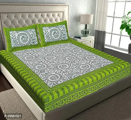 Style Comfortable Cotton Printed Double Bedsheet with Pillow Covers