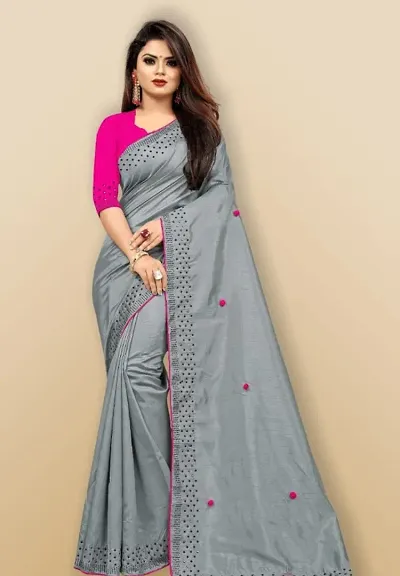 Must Have Art Silk Saree with Blouse piece 