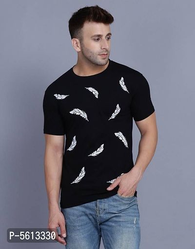 Men's Cotton Blend Half Sleeves Printed T Shirt-thumb0