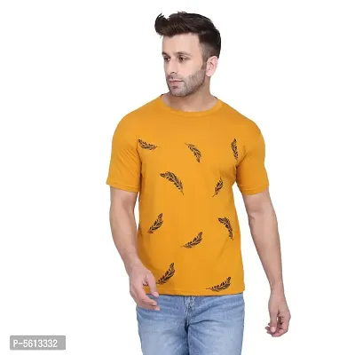 Men's Cotton Blend Half Sleeves Printed T Shirt