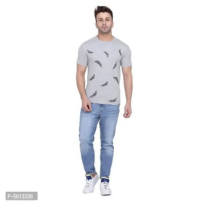 Men's Cotton Blend Half Sleeves Printed T Shirt