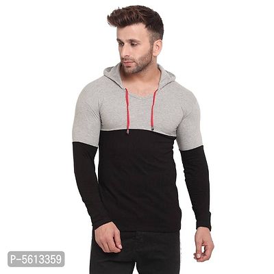 Men's Cotton Blend Full Sleeves Hooded T Shirt-thumb0