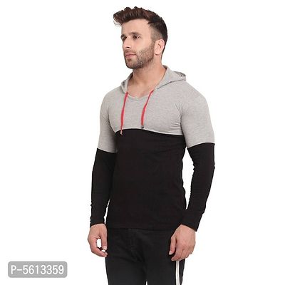Men's Cotton Blend Full Sleeves Hooded T Shirt-thumb3