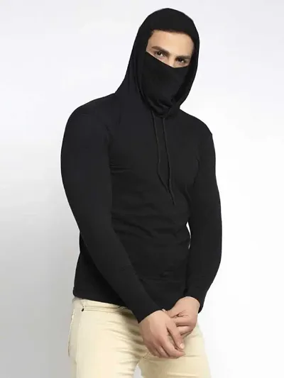 Men's Cotton Hooded T Shirt With Mask