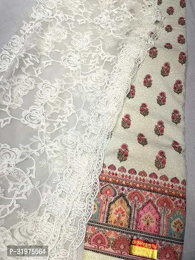 Elegant Cotton Embroidered Dress Material With Dupatta For Women