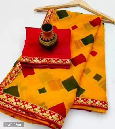 Yellow Georgette Printed Sarees For Women-thumb0