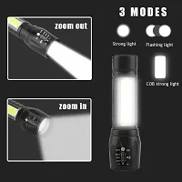 RNY Aluminium Zoomable Handheld Xpe+Cob Mini USB Re Chargeble Led Flashlight Torch-A (Black) Pack of 1-thumb3