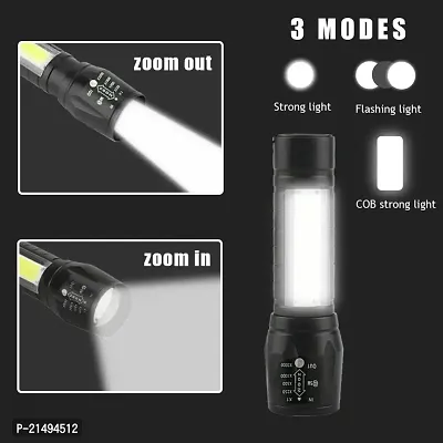 RNY Aluminium Zoomable Handheld Xpe+Cob Mini USB Re Chargeble Led Flashlight Torch-A (Black) Pack of 1-thumb4